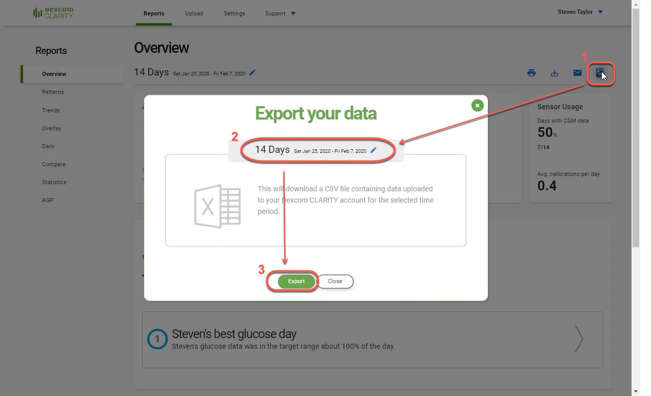 Esportazione dei dati Clarity