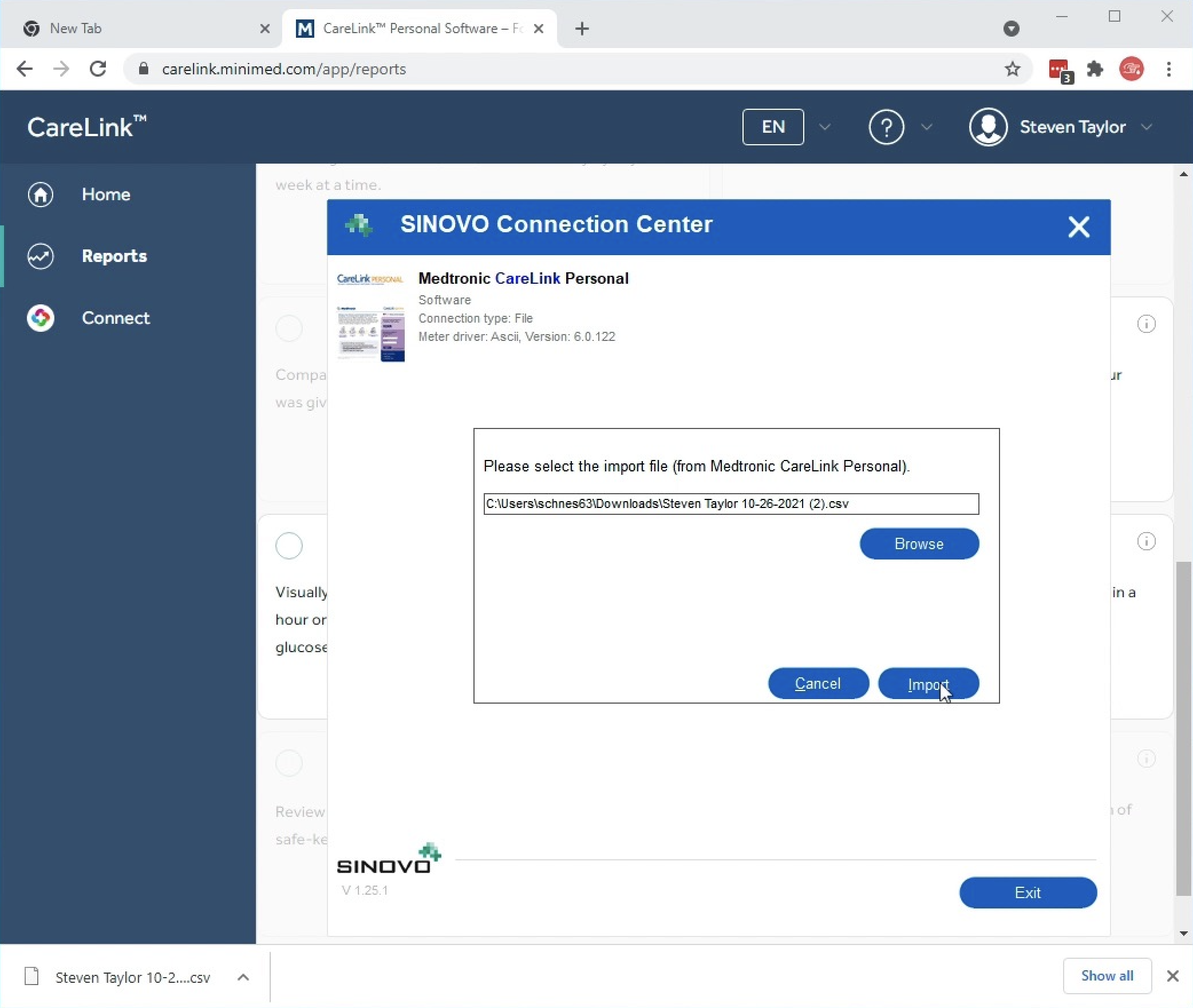 Select import file