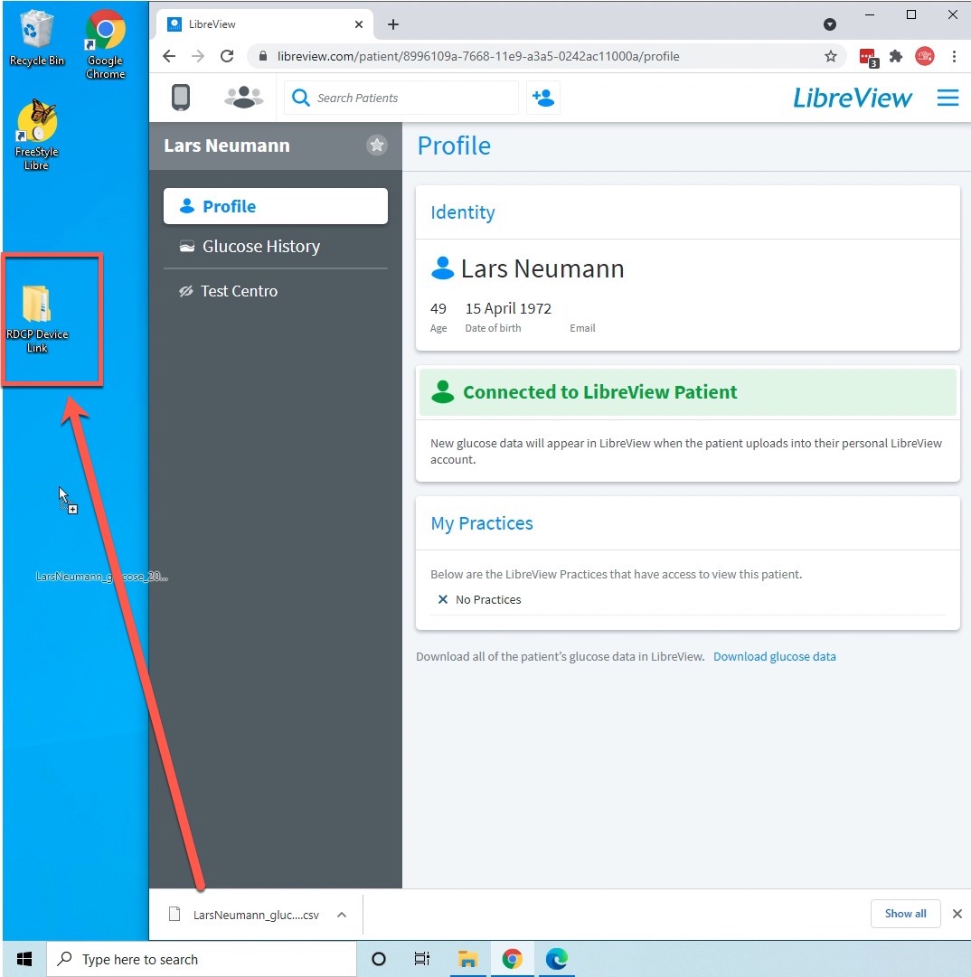 Datei in den Ordner RDCP Device Link verschieben